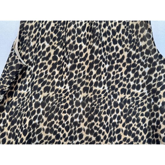 J.Crew Womens Leopard Ruffle Tie Neck Tank Top Size S Beige  Sleeveless Chic - Picture 11 of 12